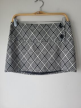 Zara Black & White Geometric Retro Vibe Cyber Mini Skirt
